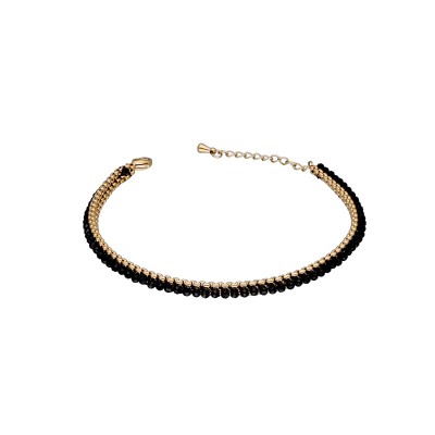 Bransoletka ze stali szlachetnej złocona z czarnym agatem