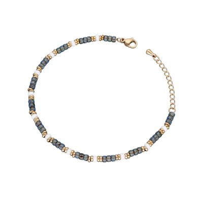 Bransoletka ze stali szlachetnej złocona z koralikami miyuki