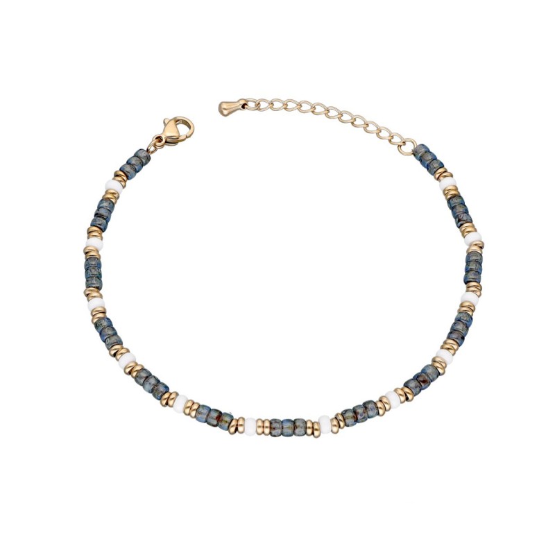 Bransoletka ze stali szlachetnej złocona z koralikami miyuki