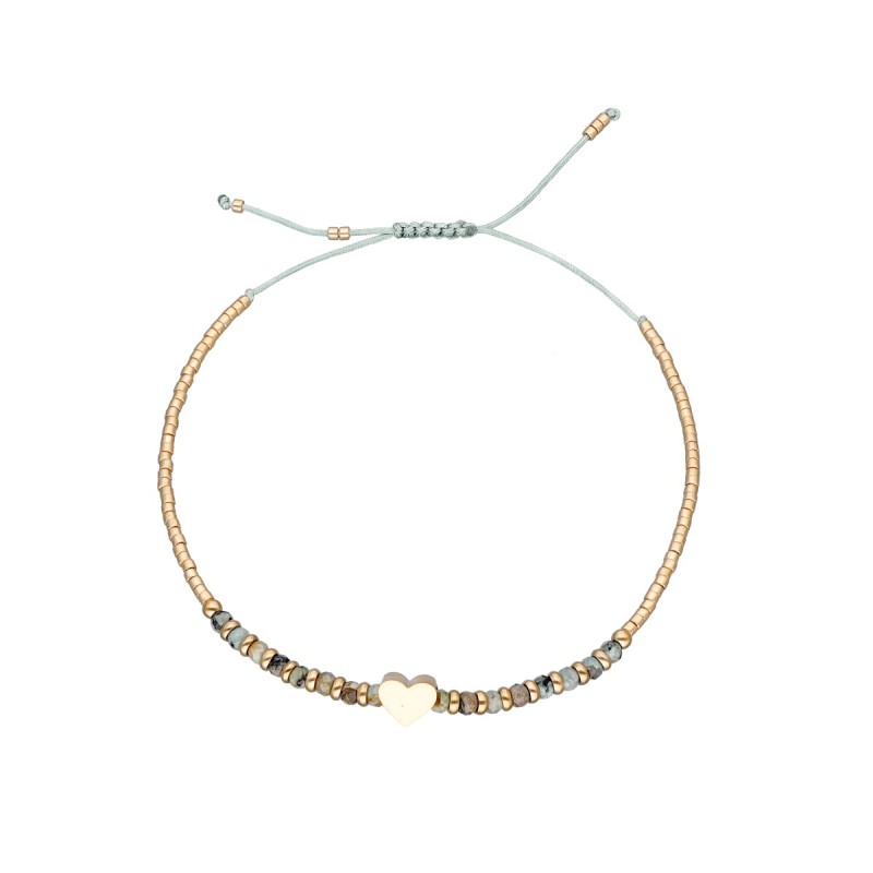 Bransoletka ze stali szlachetnej złocona z afrykańską sosną