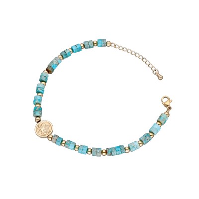 Bransoletka ze stali szlachetnej złocona z kamieniem cesarskim