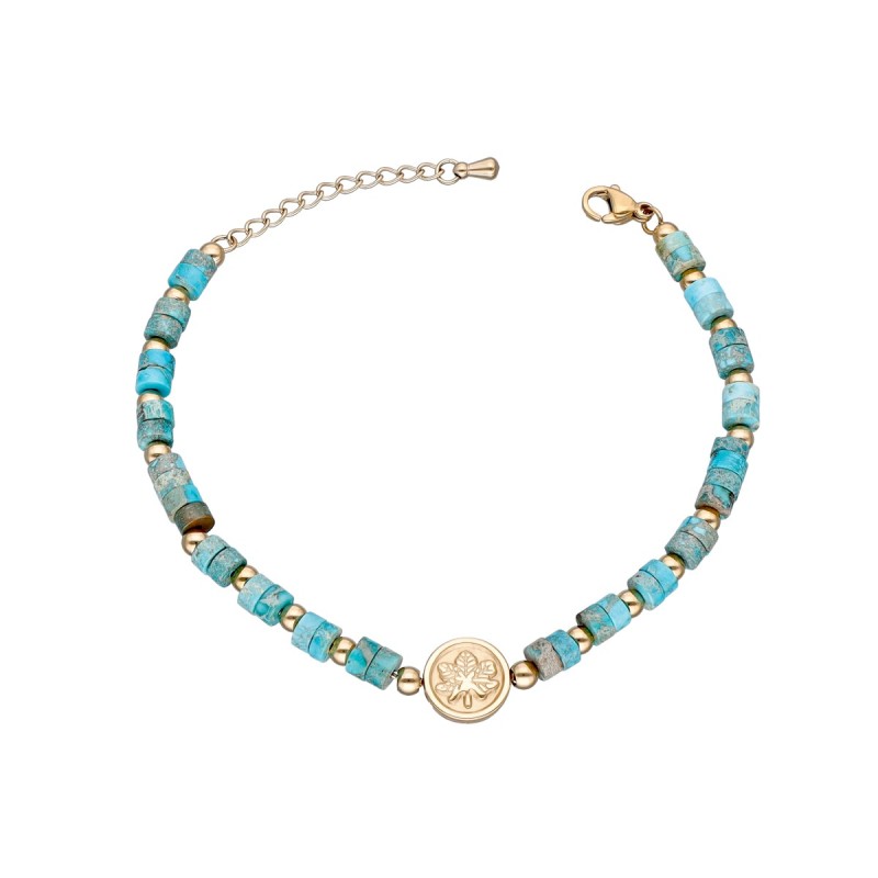 Bransoletka ze stali szlachetnej złocona z kamieniem cesarskim