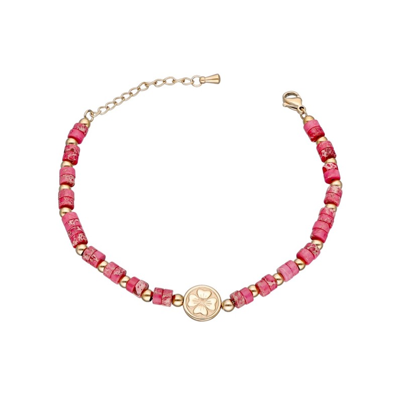 Bransoletka ze stali szlachetnej złocona z kamieniem cesarskim