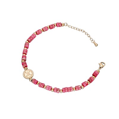 Bransoletka ze stali szlachetnej złocona z kamieniem cesarskim