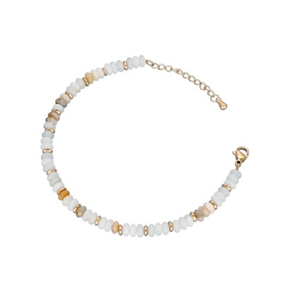 Bransoletka ze stali szlachetnej złocona z amazonitem