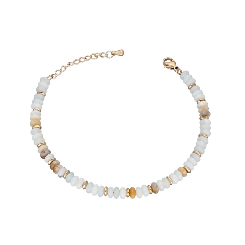 Bransoletka ze stali szlachetnej złocona z amazonitem