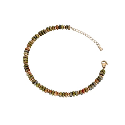 Bransoletka ze stali szlachetnej złocona z unakitem