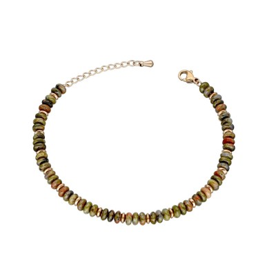 Bransoletka ze stali szlachetnej złocona z unakitem