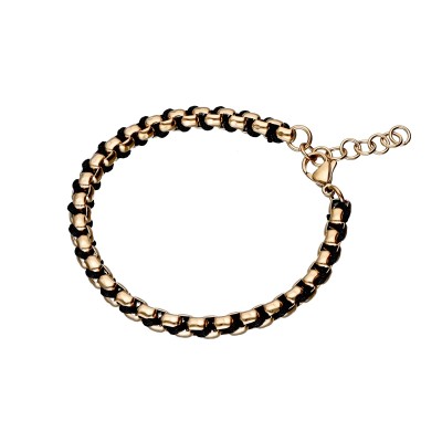 Bransoletka ze stali szlachetnej złocona z czarnymi elementami