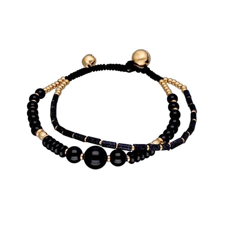 Bransoletka ze stali szlachetnej złocona z kamieniami