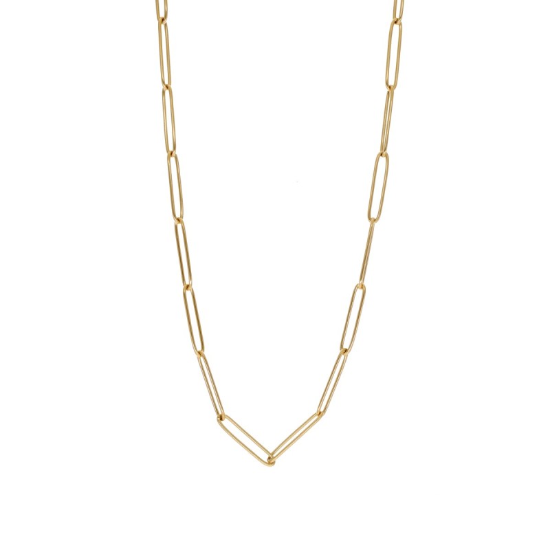 Naszyjnik stalowy złocony - łańcuch z dużymi ogniwami