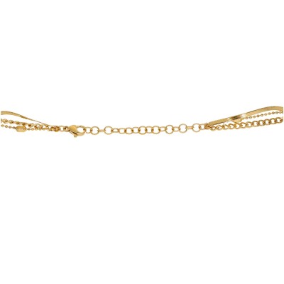 Naszyjnik stalowy złocony kaskadowy złożony z trzech ozdobnych łańcuszków