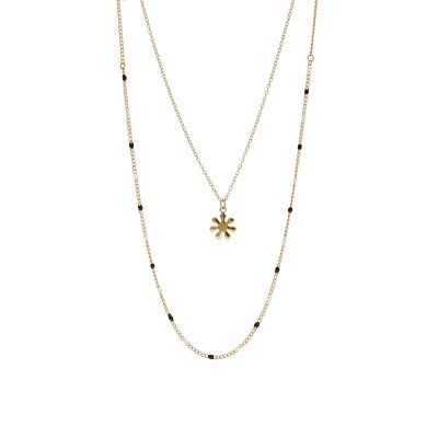 Złocony naszyjnik kaskadowy z emaliowanymi koralikami