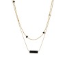 Złocony podwójny naszyjnik ze stali szlachetnej z czarnym agatem