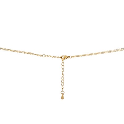 Złocony podwójny naszyjnik ze stali szlachetnej z kuleczkami z kryształu