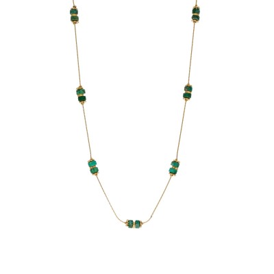 Złocony naszyjnik ze stali szlachetnej z kamieniem cesarskim