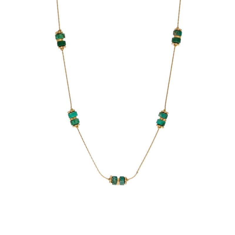 Złocony naszyjnik ze stali szlachetnej z kamieniem cesarskim