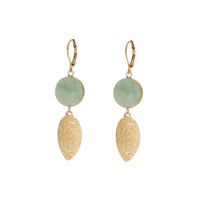 Kolczyki złocone ze stali szlachetnej z awenturynem