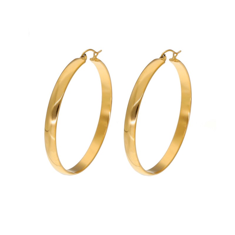 Kolczyki złocone kółka ze stali szlachetnej na widełkowym zapięciu