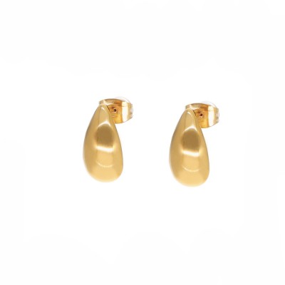 Kolczyki złocone ze stali szlachetnej małe krople z zapięciem na sztyft