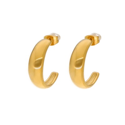 Kolczyki złocone ze stali szlachetnej pół kółka zapinane na sztyft