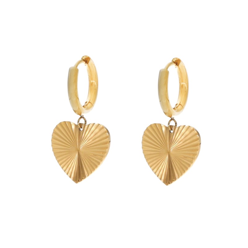 Kolczyki złocone ze stali szlachetnej z sercem