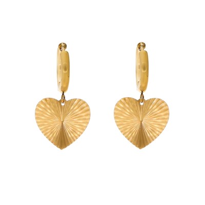 Kolczyki złocone ze stali szlachetnej z sercem