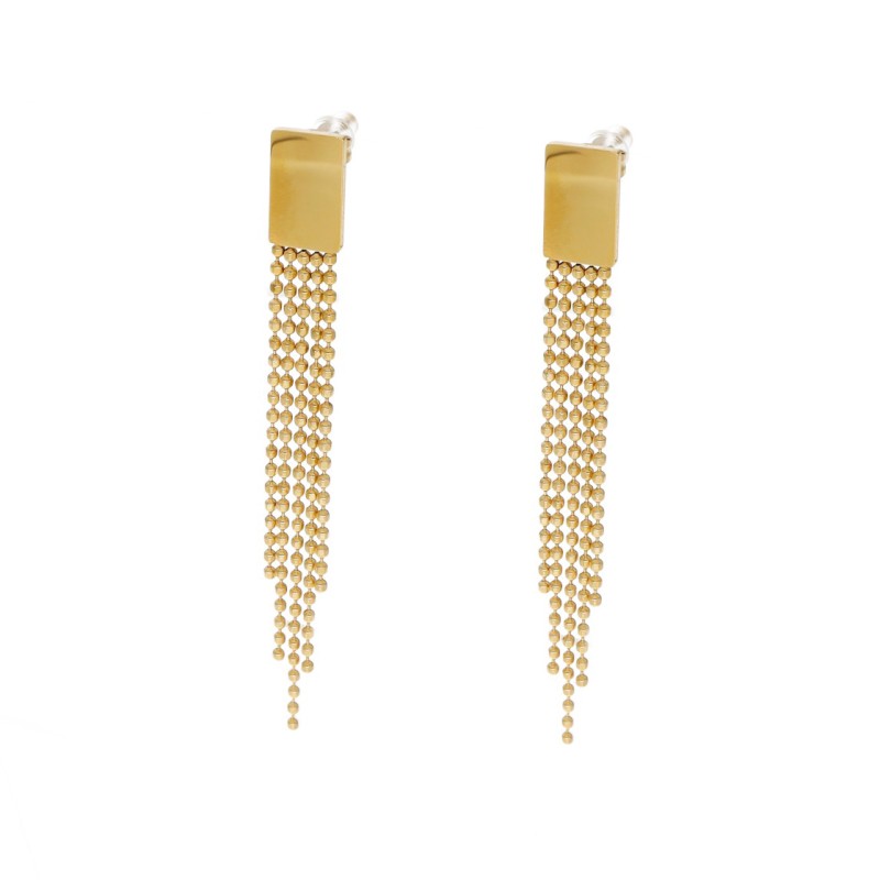 Kolczyki złocone ze stali szlachetnej kaskadowe na sztyft