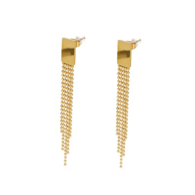 Kolczyki złocone ze stali szlachetnej kaskadowe na sztyft