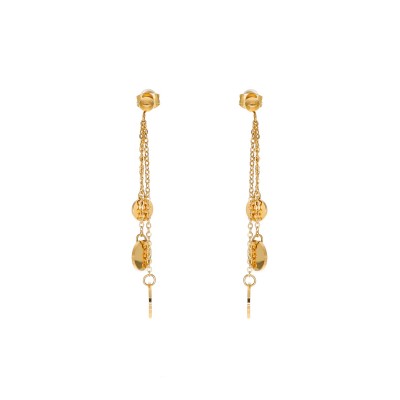 Kolczyki złocone ze stali szlachetnej o wiszące z okrągłymi blaszkami
