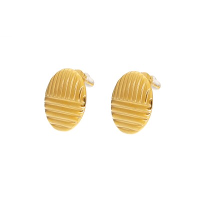 Kolczyki złocone ze stali szlachetnej w kształcie eleganckich kół zapinane na sztyft