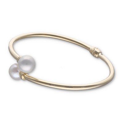 Bransoletka srebrna sztywna pozłacana z perełkami