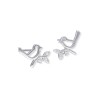 Kolczyki srebrne na sztyft ptaszki z bezbarwnymi cyrkoniami ażurowe