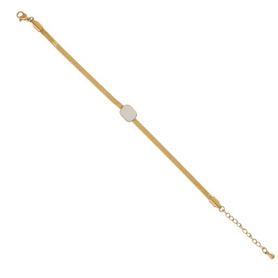 Bransoletka ze stali szlachetnej złocona z masą perłową na taśmie