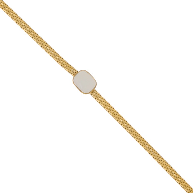 Bransoletka ze stali szlachetnej złocona z masą perłową na taśmie