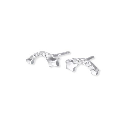 Kolczyki srebrne gwiazdy z bezbarwnymi cyrkoniami na sztyft