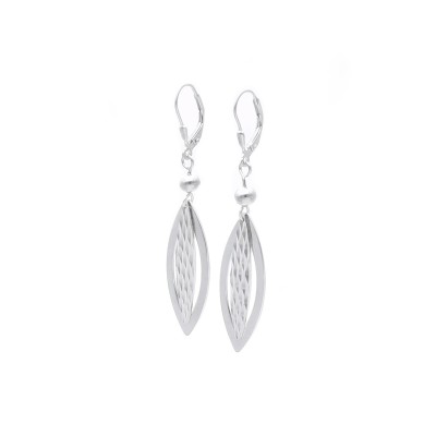 Kolczyki srebrne wiszące grawerowane blaszki w kształcie łezki