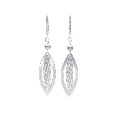 Kolczyki srebrne wiszące grawerowane blaszki w kształcie łezki