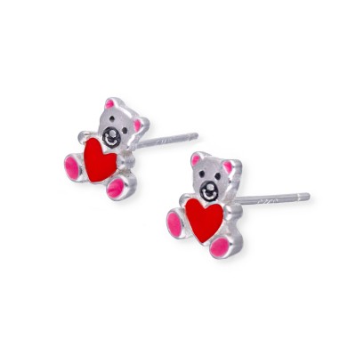 Kolczyki srebrne misie