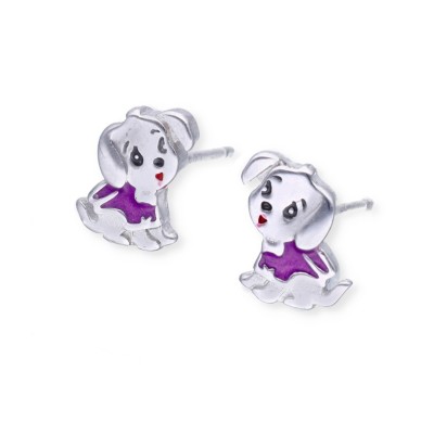 Kolczyki srebrne pieski na sztyft