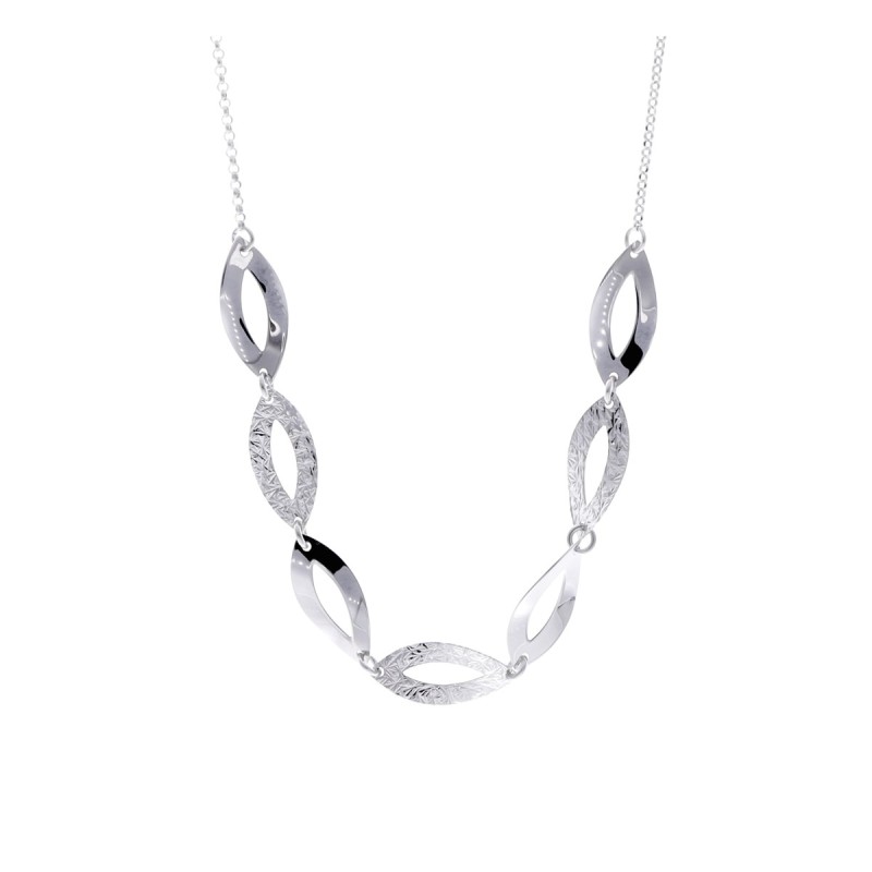 Naszyjnik srebrny z finezyjnymi markizami na łańcuszku typu ankier