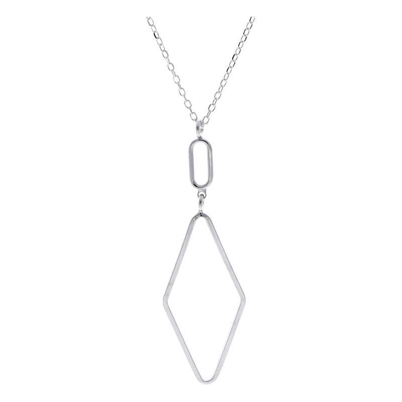 Naszyjnik srebrny z zawieszką w kształcie rombu na łańcuszku typu ankier