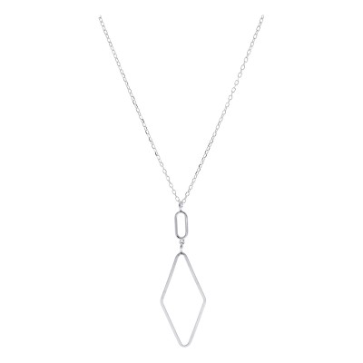 Naszyjnik srebrny z zawieszką w kształcie rombu na łańcuszku typu ankier