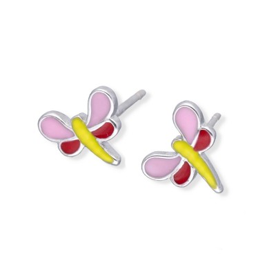 Kolczyki srebrne ważki na sztyft