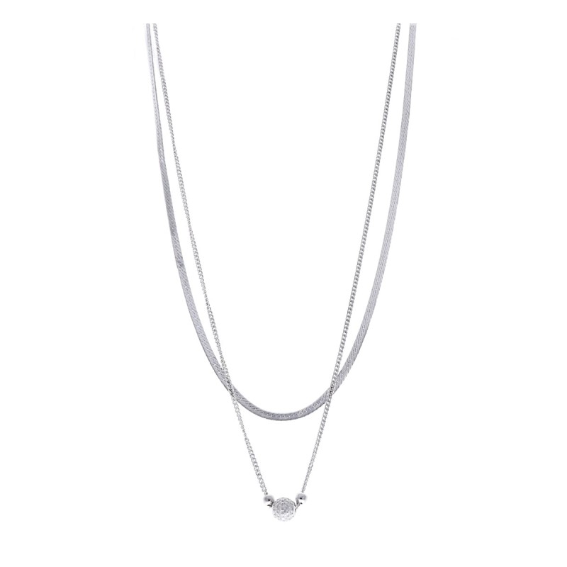 Naszyjnik srebrny i dwóch różnych splotach z srebrną kuleczką