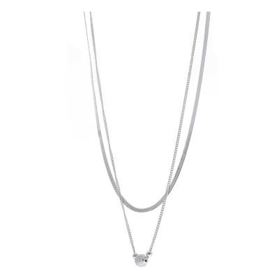 Naszyjnik srebrny i dwóch różnych splotach z srebrną kuleczką