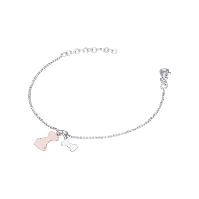 Bransoletka srebrna z pieskiem złoconym na różowi i kością