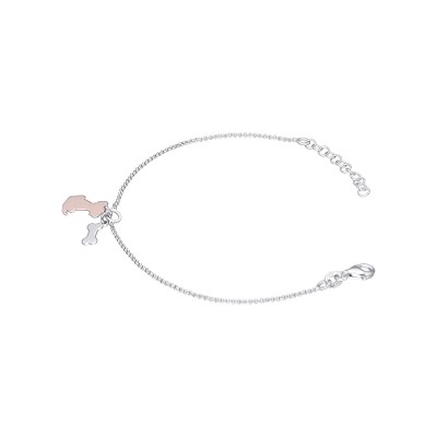 Bransoletka srebrna z pieskiem złoconym na różowi i kością