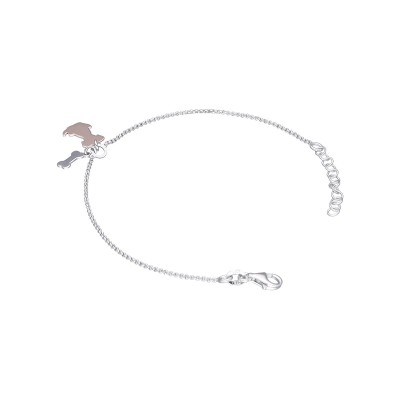 Bransoletka srebrna z pieskiem złoconym na różowi i kością