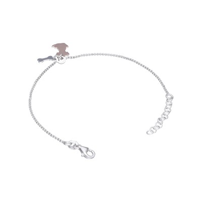 Bransoletka srebrna z pieskiem złoconym na różowi i kością